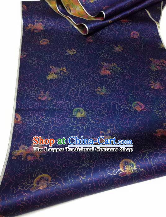 Asian Chinese Traditional Pattern Design Royalblue Brocade Silk Fabric China Hanfu Satin Material