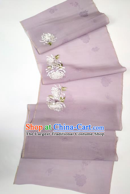 Chinese Traditional Chrysanthemum Pattern Design Purple Silk Fabric Asian China Hanfu Silk Material