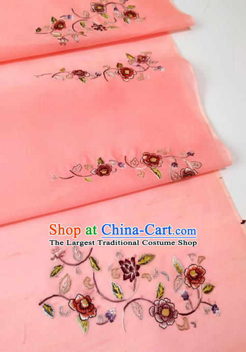 Chinese Traditional Royal Embroidered Pattern Design Pink Silk Fabric Asian China Hanfu Silk Material