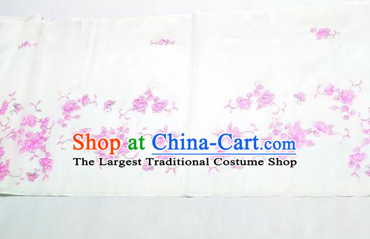 Chinese Traditional Embroidered Pattern Design White Silk Fabric Asian China Hanfu Silk Material