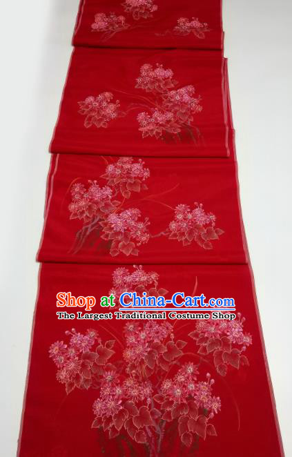 Chinese Traditional Flowers Pattern Design Red Silk Fabric Asian China Hanfu Silk Material