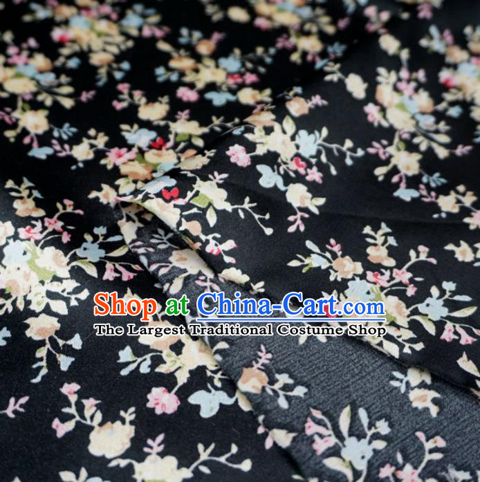 Chinese Traditional Royal Flowers Pattern Design Black Brocade Fabric Asian Satin China Hanfu Silk Material