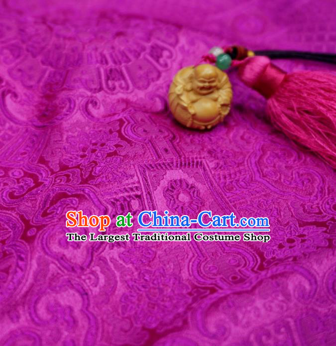 Chinese Traditional Royal Pattern Design Rosy Brocade Fabric Asian Satin China Hanfu Silk Material