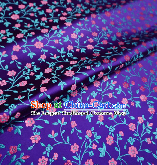 Chinese Traditional Twine Plum Pattern Design Purple Brocade Fabric Asian Satin China Hanfu Silk Material