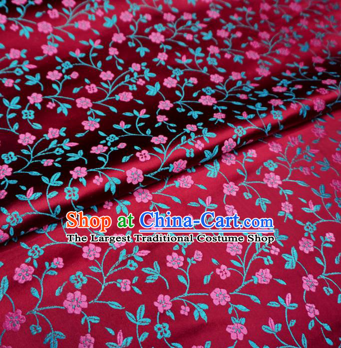 Chinese Traditional Twine Plum Pattern Design Purplish Red Brocade Fabric Asian Satin China Hanfu Silk Material