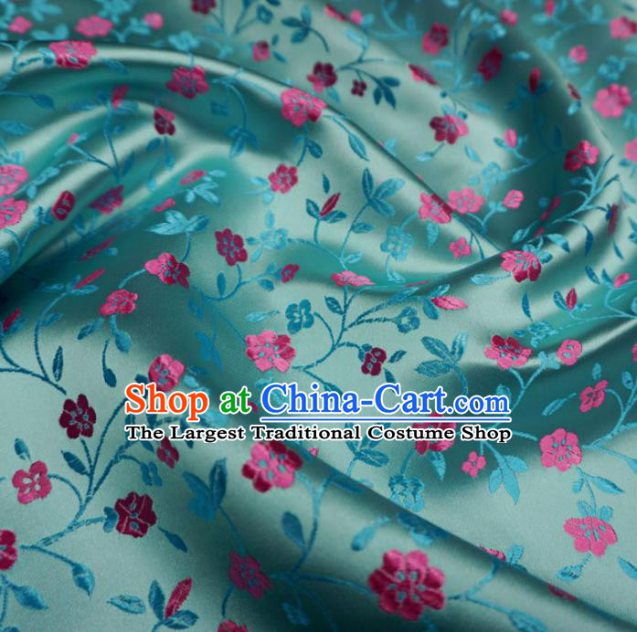 Chinese Traditional Plum Pattern Design Green Brocade Fabric Asian Satin China Hanfu Silk Material