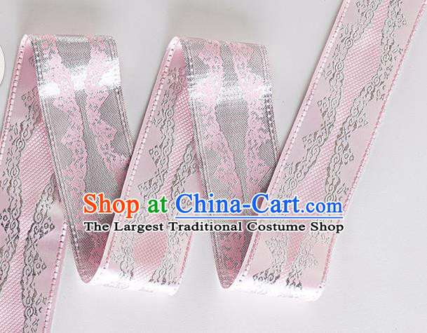 Chinese Traditional Hanfu Embroidered Pattern Pink Waistband Lace Fabric Asian China Costume Collar Accessories