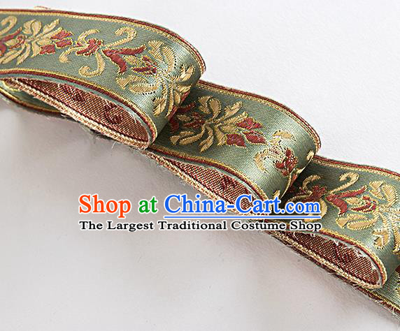 Chinese Traditional Hanfu Embroidered Pattern Green Waistband Lace Fabric Asian China Costume Collar Accessories