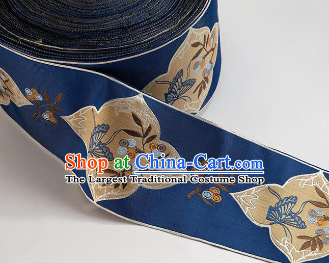 Chinese Traditional Hanfu Royalblue Embroidered Butterfly Pattern Waistband Lace Fabric Asian China Costume Collar Accessories