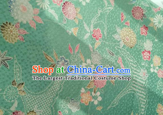 Chinese Traditional Classical Daisy Pattern Design Green Silk Fabric Asian China Cheongsam Silk Material