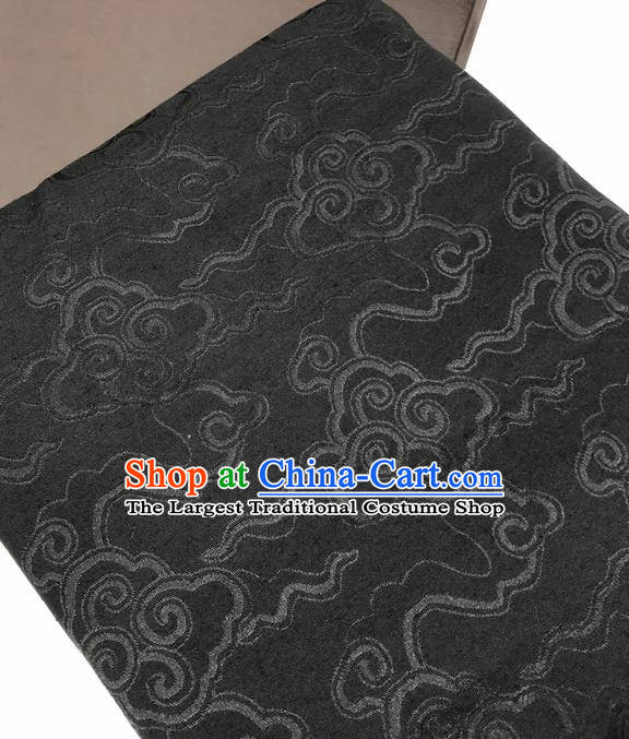 Chinese Traditional Clouds Pattern Design Black Brocade Fabric Asian China Satin Hanfu Material