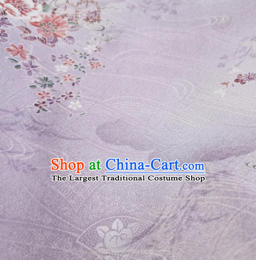 Chinese Traditional Cherry Blossom Pattern Design Purple Brocade Fabric Asian Satin China Hanfu Silk Material