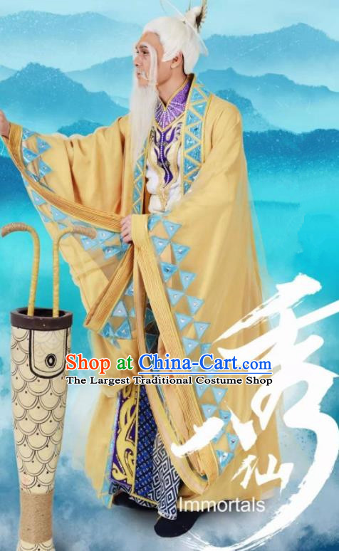 Chinese Stage Performance Qing Show Eight Immortals Zhang Guolao Costumes and Headpiece Complete Set