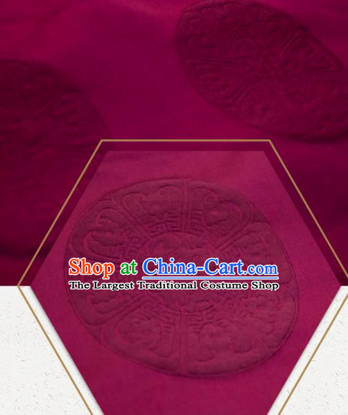 Chinese Traditional Round Flowers Pattern Design Rosy Silk Fabric Asian China Hanfu Rayon Material