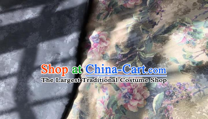 Chinese Traditional Peony Pattern Design Silk Fabric Asian China Hanfu Mulberry Silk Material