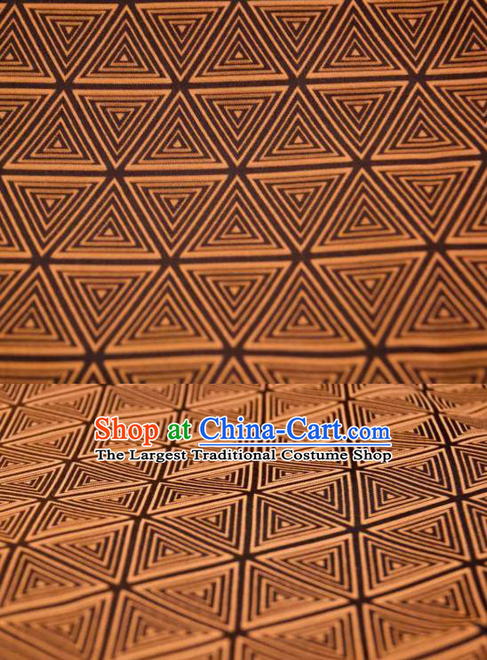 Chinese Traditional Triangle Pattern Design Brownness Silk Fabric Asian China Hanfu Mulberry Silk Material