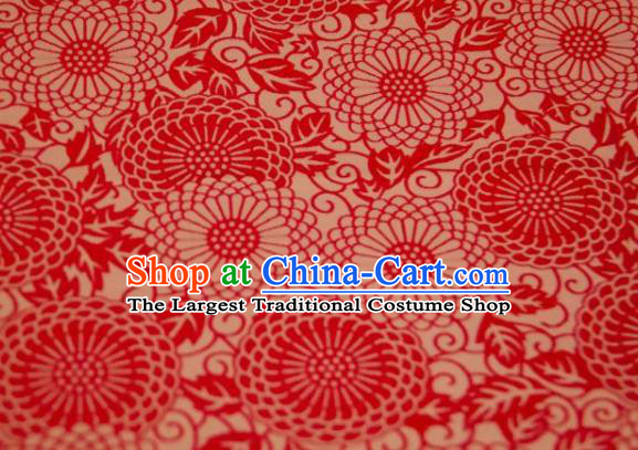 Chinese Traditional Calendula Pattern Design Red Silk Fabric Asian China Hanfu Mulberry Silk Material