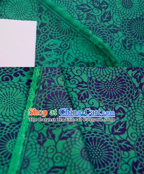 Chinese Traditional Calendula Pattern Design Green Silk Fabric Asian China Hanfu Mulberry Silk Material