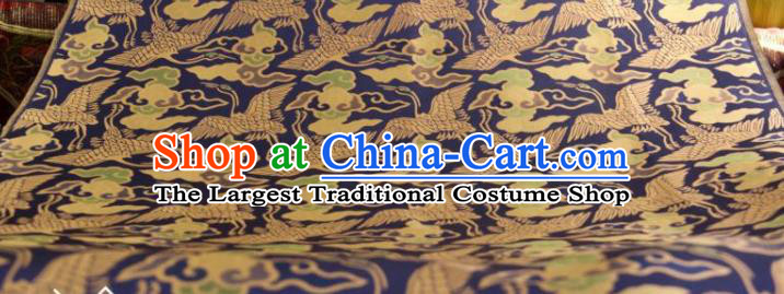 Chinese Traditional Cloud Crane Pattern Design Royalblue Silk Fabric Asian China Hanfu Gambiered Guangdong Mulberry Silk Material