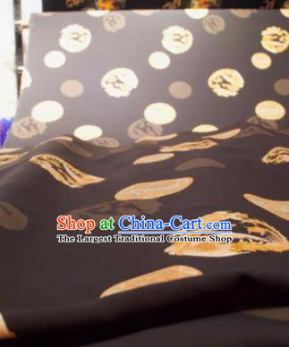 Chinese Traditional Phoenix Peony Pattern Design Black Silk Fabric Asian China Hanfu Gambiered Guangdong Mulberry Silk Material