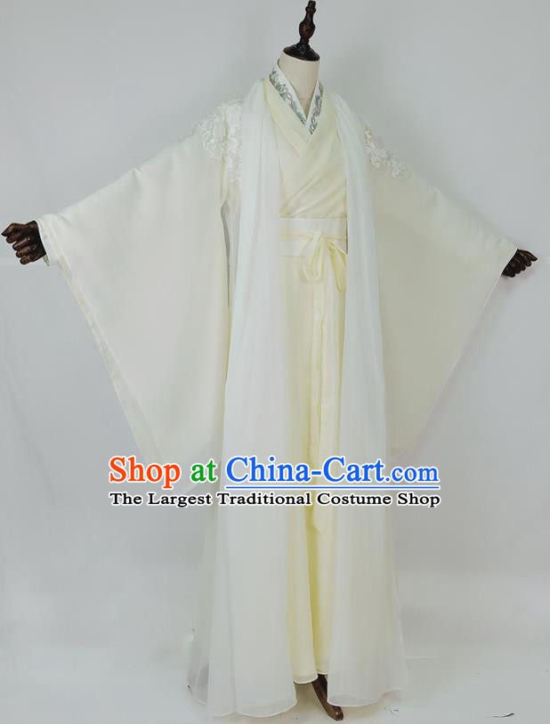 Chinese Traditional Song Dynasty Embroidered Yellow Dress Ancient Female Swordsman Costumes for Women