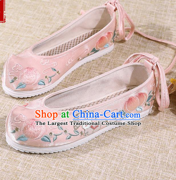 Asian Chinese Pink Satin Shoes Embroidered Rabbit Shoes Traditional Opera Shoes Hanfu Shoes for Women