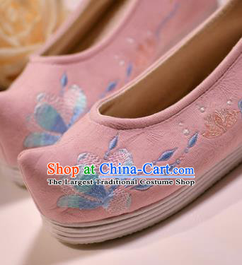 Asian Chinese Hanfu Shoes Pink Embroidered Shoes Traditional Opera Shoes Princess Shoes for Women