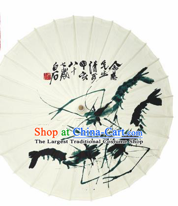 Chinese Traditional Printing Shrimp Oil Paper Umbrella Artware Paper Umbrella Classical Dance Umbrella Handmade Umbrellas