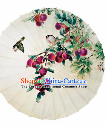Chinese Traditional Printing Litchi Oil Paper Umbrella Artware Paper Umbrella Classical Dance Umbrella Handmade Umbrellas