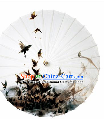 Chinese Traditional Printing Black Butterfly Oil Paper Umbrella Artware Paper Umbrella Classical Dance Umbrella Handmade Umbrellas