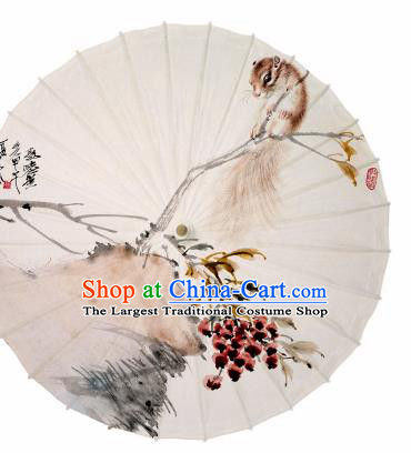 Chinese Printing Squirrel Oil Paper Umbrella Artware Paper Umbrella Traditional Classical Dance Umbrella Handmade Umbrellas