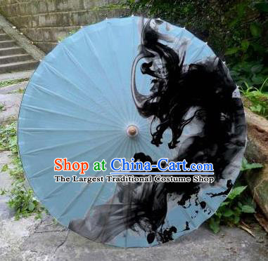 Chinese Printing Dragon Light Blue Oil Paper Umbrella Artware Paper Umbrella Traditional Classical Dance Umbrella Handmade Umbrellas