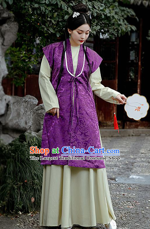 Chinese Ancient Drama Dream of the Red Chamber Costumes Traditional Ming Dynasty Nobility Lady Purple Dress for Women