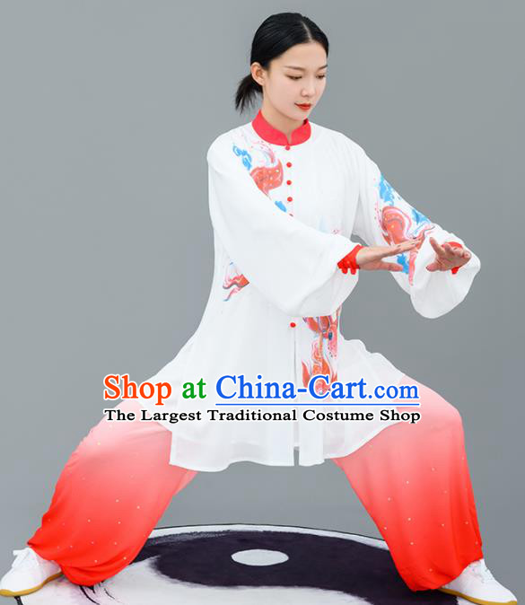 Chinese Traditional Tai Chi Training Printing Carps Costumes Martial Arts Performance Outfits for Women