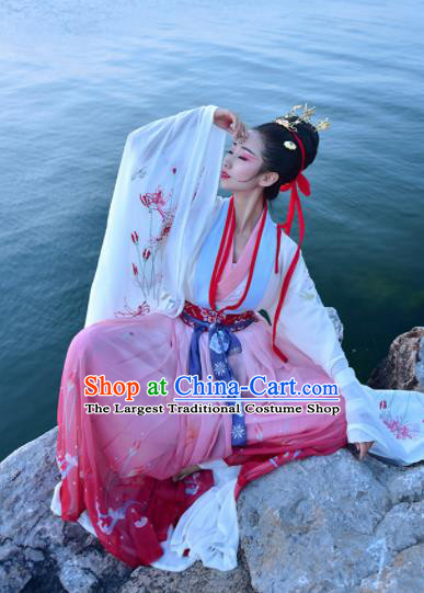 Chinese Traditional Jin Dynasty Imperial Consort Costumes Ancient Goddess Hanfu Dress for Women