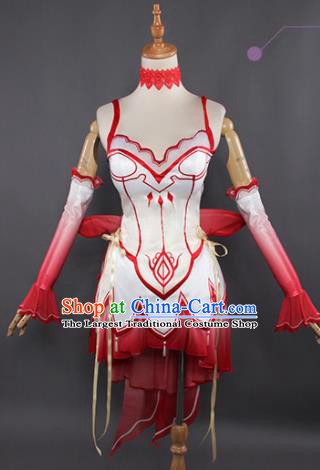 Top Grade Cosplay Fairy Red Short Dress Halloween Magic Princess Costume for Women