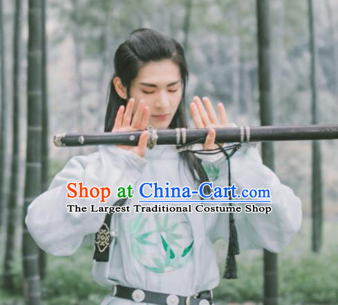 Chinese Traditional Cosplay Tang Dynasty Swordsman Blue Costumes Ancient Scholar Clothing for Men