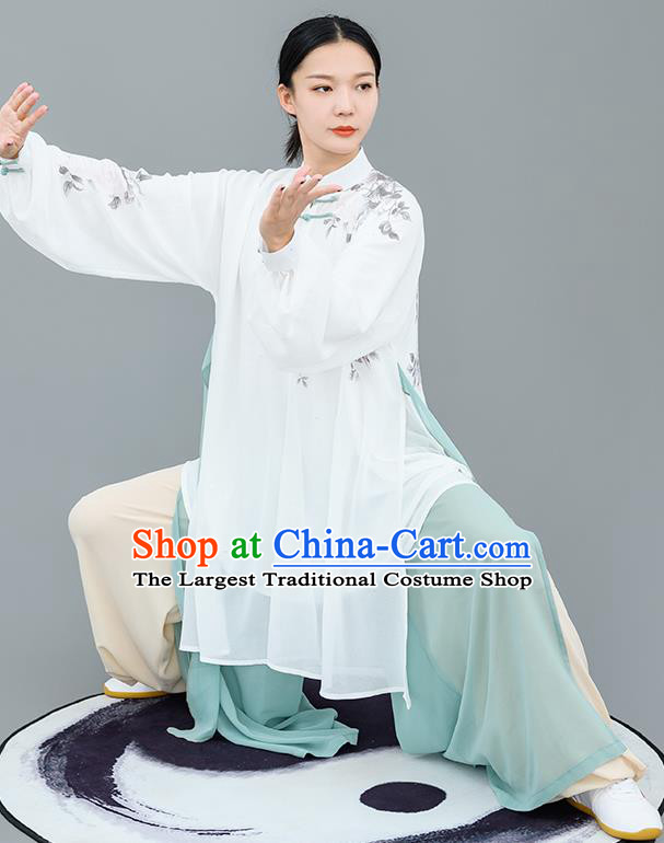 Chinese Traditional Tai Chi Training Ink Painting Costumes Martial Arts Performance Outfits for Women