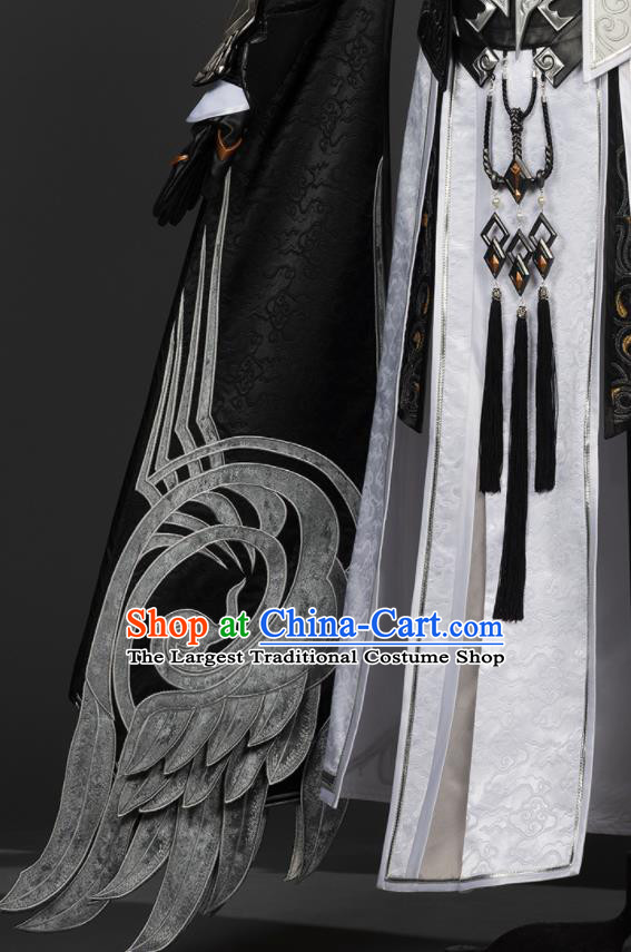 Chinese Traditional Cosplay Crown Prince King White Costumes Ancient Swordsman Clothing for Men