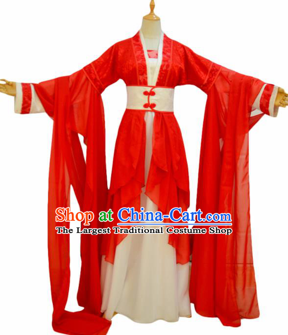 Chinese Traditional Cosplay Goddess Princess Red Costumes Ancient Female Swordsman Hanfu Dress for Women