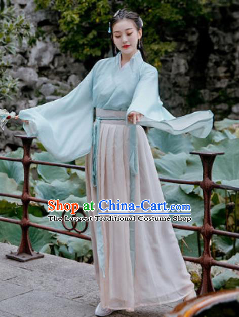 Chinese Traditional Ming Dynasty Female Civilian Costumes Ancient Drama Goddess Chiffon Hanfu Dress for Women