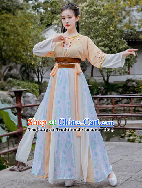Chinese Traditional Tang Dynasty Palace Maid Costumes Ancient Drama Goddess Hanfu Dress for Women