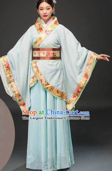 Chinese Ancient Imperial Consort Green Dress Traditional Han Dynasty Palace Lady Costumes for Women