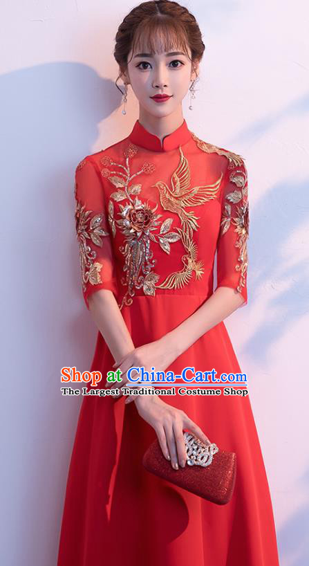 Chinese Ancient Bride Embroidered Red Dress Traditional Xiu He Suit Wedding Costumes for Women