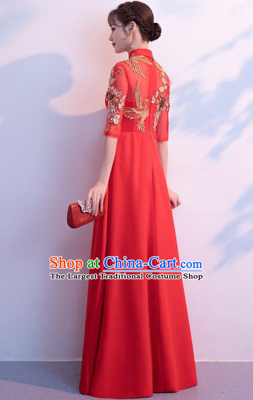 Chinese Ancient Bride Embroidered Red Dress Traditional Xiu He Suit Wedding Costumes for Women