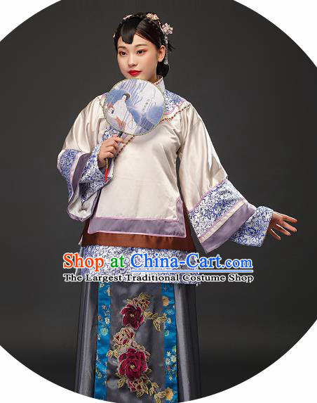 Chinese Traditional Qing Dynasty Patrician Lady Dress Ancient Young Mistress Costumes for Women