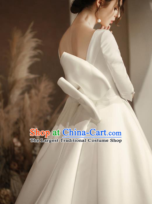 Custom Top Grade Wedding Dress Bride Trailing White Satin Dress for Women