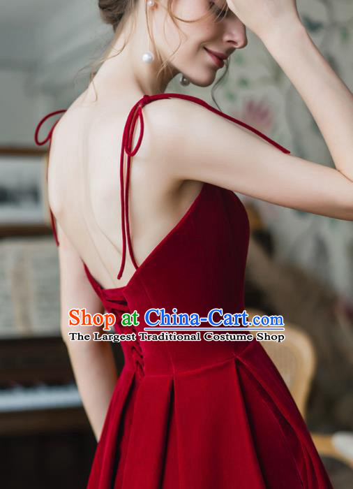 Custom Top Grade Red Wedding Dress Bride Velvet Full Dress for Women