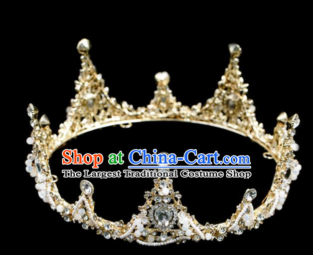 Handmade Wedding Crystal Round Royal Crown Princess Bride Hair Accessories for Women