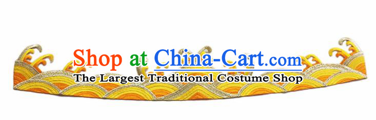 Chinese Traditional Embroidery Waves Yellow Applique Embroidered Patches Embroidering Cloth Accessories